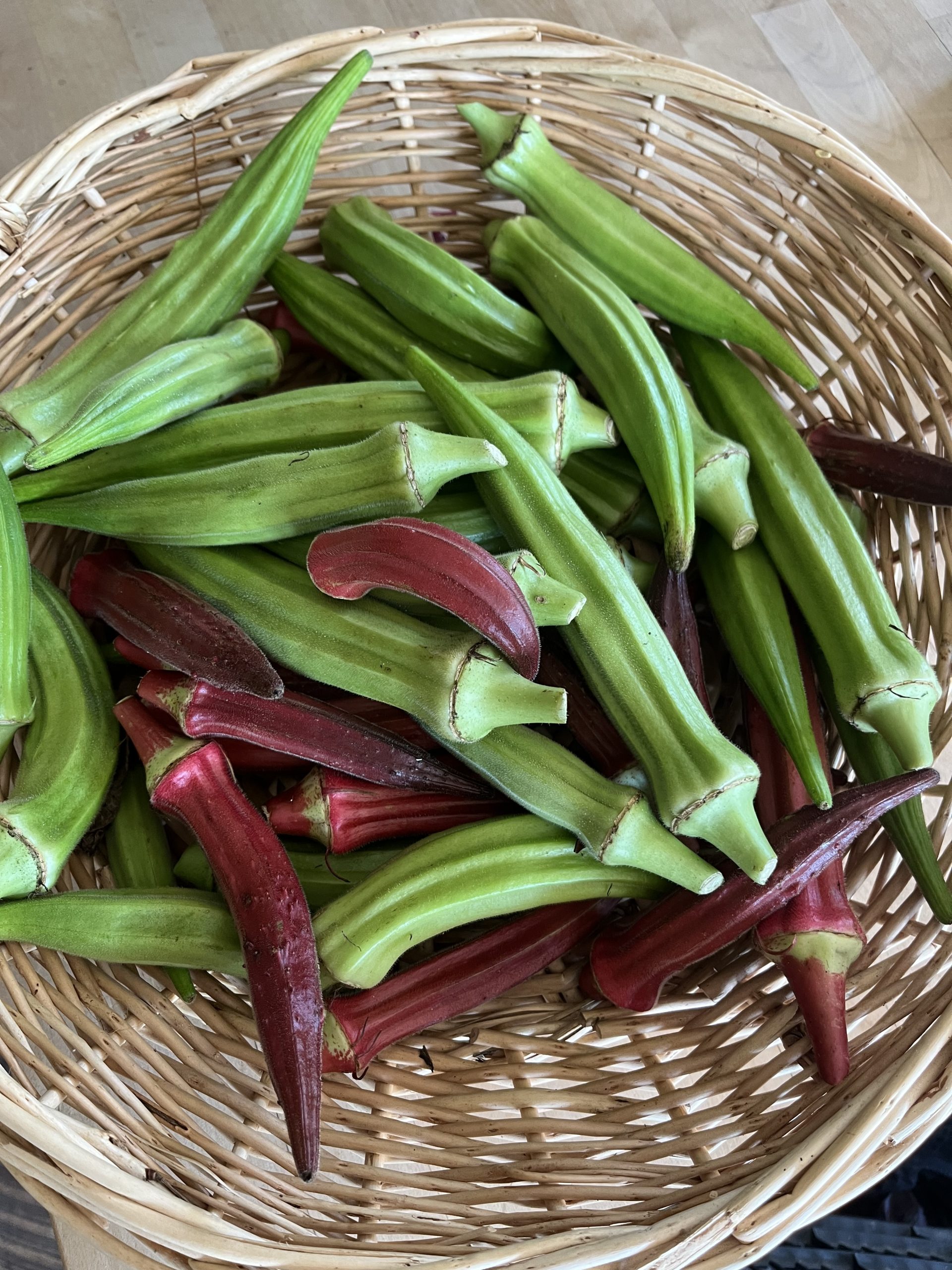 Okra Green and Red Mix (1 pound) - Image 1